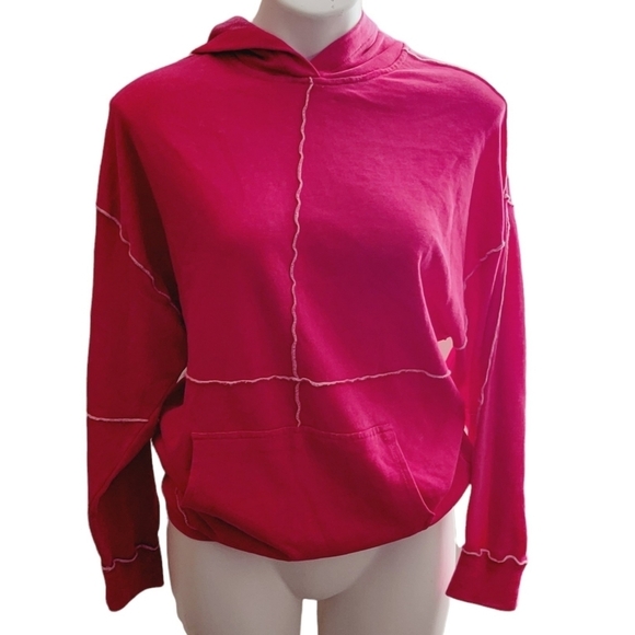 Wild Fable Seamed Hooded Sweatshirt Magenta Size XS - Picture 2 of 10